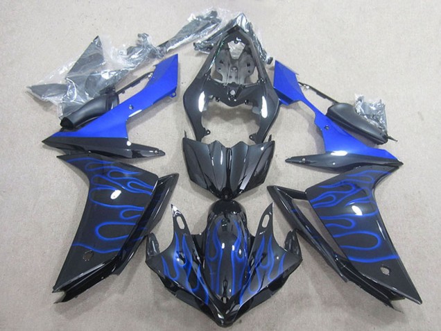 Glänzendes Schwarz Blau Flamme 2007-2008 Yamaha YZF R1 Motorrad Verkleidung