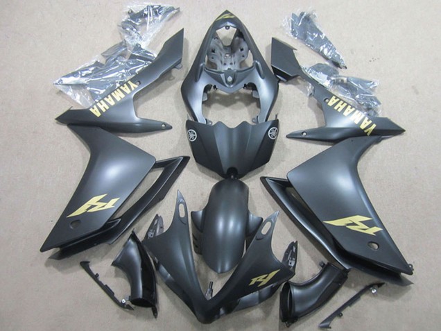 Matt Schwarz Gold Aufkleber 2007-2008 Yamaha YZF R1 Motorrad Verkleidung