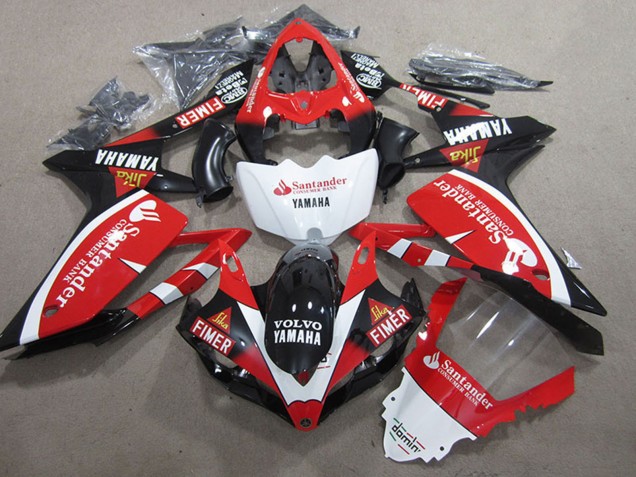 Rot Weiß Schwarz Volvo Santunder Fimer 2007-2008 Yamaha YZF R1 Motorrad Verkleidung