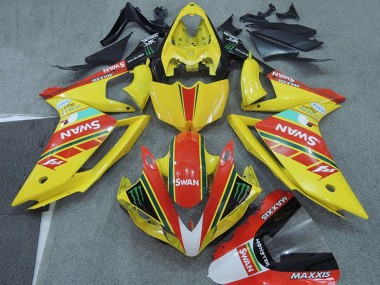 Gelb Rot Schwarz Weiß Schwan 2007-2008 Yamaha YZF R1 Motorrad Verkleidung