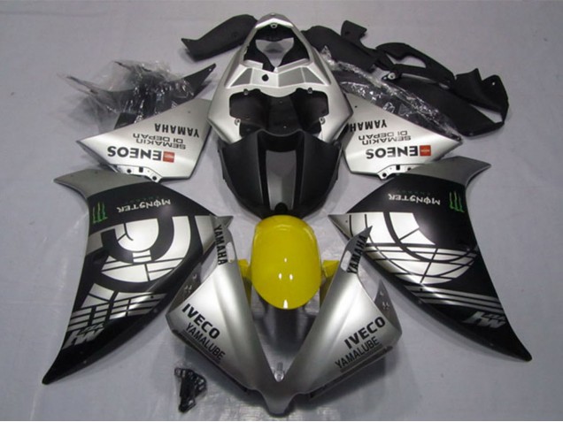 Silber Schwarz IVECO Yamalube ENEOS Monster 2012-2014 Yamaha YZF R1 Motorrad Verkleidung