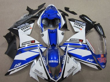 Weiß Blau Schwarz Pizzoli ENEOS Yamalube Semakin Didepan 2012-2014 Yamaha YZF R1 Motorrad Verkleidung