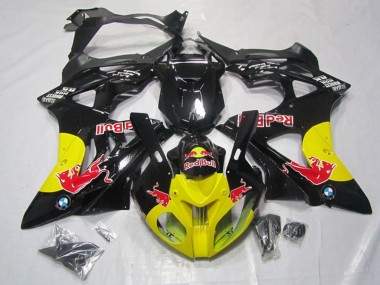 Glänzendes Schwarz Gelb Red Bull 2009-2014 BMW S1000RR Motorrad Verkleidung
