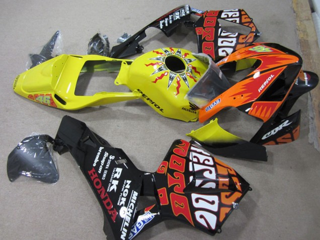 Gelb Orange Glänzendes Schwarz Rossi Repsol 46 2003-2004 Honda CBR600RR Motorrad Verkleidung