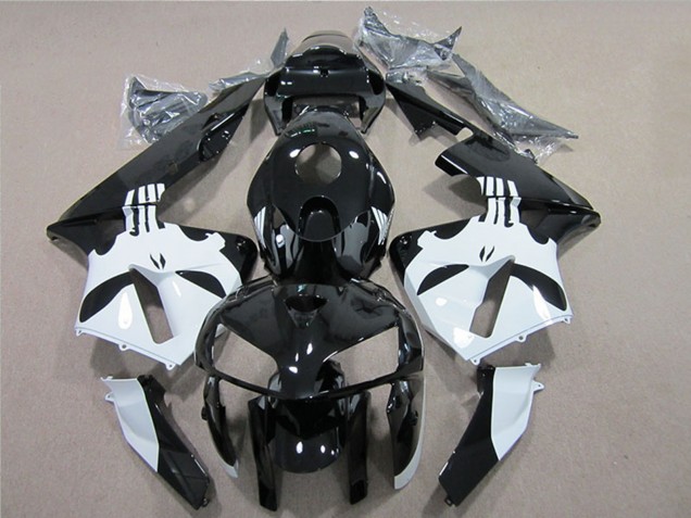 Glänzendes Schwarz Weiß 2005-2006 Honda CBR600RR Motorrad Verkleidung