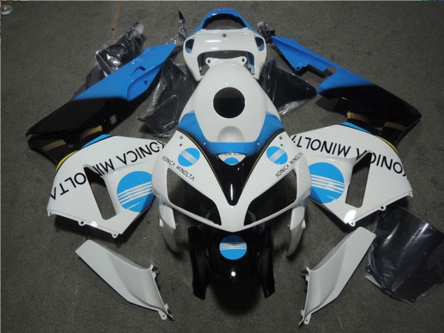 Weiß Blau Glänzendes Schwarz Konica Minolta 2005-2006 Honda CBR600RR Motorrad Verkleidung