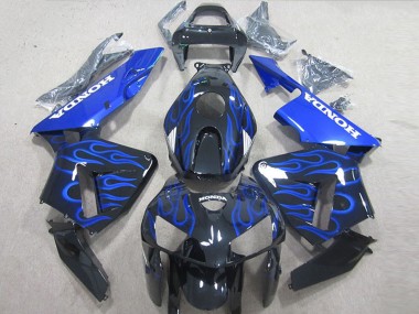 Glänzendes Schwarz Blau Flamme 2005-2006 Honda CBR600RR Motorrad Verkleidung Kit