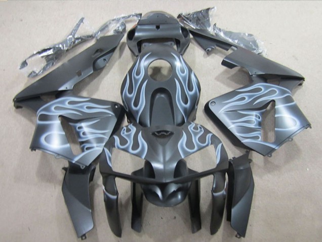 Matt Schwarz Silber Flamme 2005-2006 Honda CBR600RR Motorrad Verkleidung
