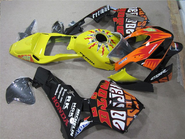 Schwarz Orange Gelb Rossi Repsol 2005-2006 Honda CBR600RR Motorrad Verkleidung