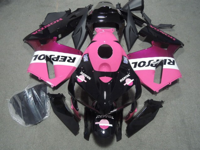 Glänzendes Schwarz Rosa Repsol 2005-2006 Honda CBR600RR Motorrad Verkleidung