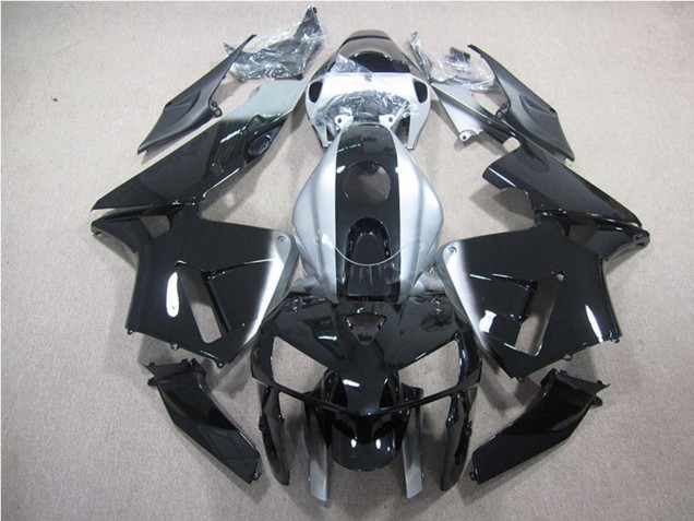 Glänzendes Schwarz Silber 2005-2006 Honda CBR600RR Motorrad Verkleidung