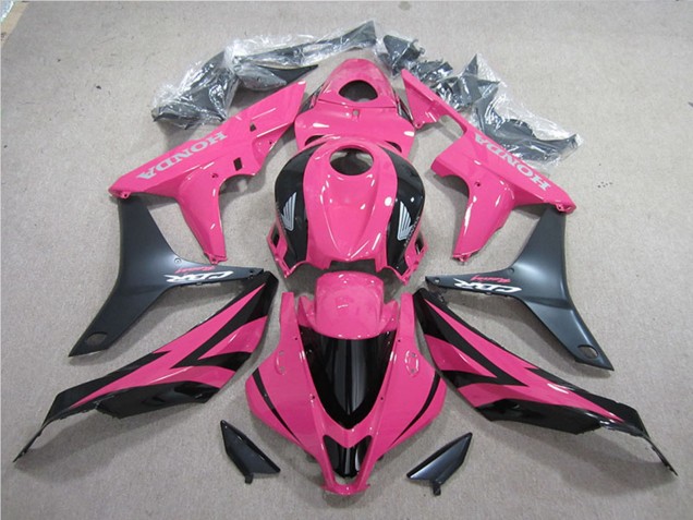 Rosa Matt Schwarz 2007-2008 Honda CBR600RR Motorrad Verkleidung Kit
