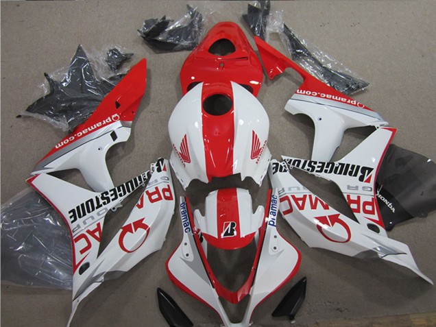 Weiß Rot Pramac Bridgestone 2007-2008 Honda CBR600RR Motorrad Verkleidung