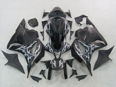 Matt Schwarz Silber Flamme 2007-2008 Honda CBR600RR Motorrad Verkleidung