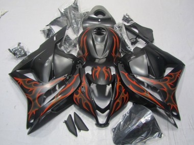 Matt Schwarz Orange Flamme 2009-2012 Honda CBR600RR Motorrad Verkleidung