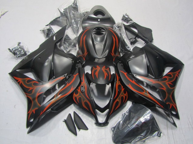 Matt Schwarz Orange Flamme 2009-2012 Honda CBR600RR Motorrad Verkleidung