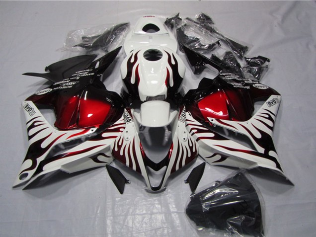 Weiß Rot Glänzendes Schwarz Flamme 2009-2012 Honda CBR600RR Motorrad Verkleidung