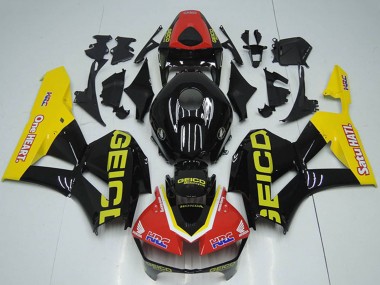 Rot Gelb Glänzendes Schwarz HRC One Heart GEICO 2012-2016 Honda CBR1000RR Motorrad Verkleidung