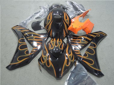 Glänzendes Schwarz Orange Flamme 2008-2011 Honda CBR1000RR Motorrad Verkleidung