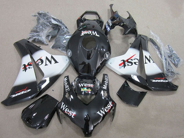Glänzendes Schwarz Weiß West 2008-2011 Honda CBR1000RR Motorrad Verkleidung