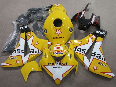 Gelb Weiß Glänzendes Schwarz Stern Repsol HRC 2008-2011 Honda CBR1000RR Motorrad Verkleidung