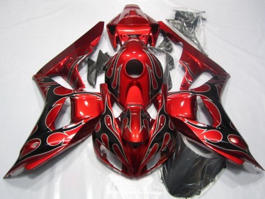 Rot Glänzendes Schwarz Flamme 2006-2007 Honda CBR1000RR Motorrad Verkleidung