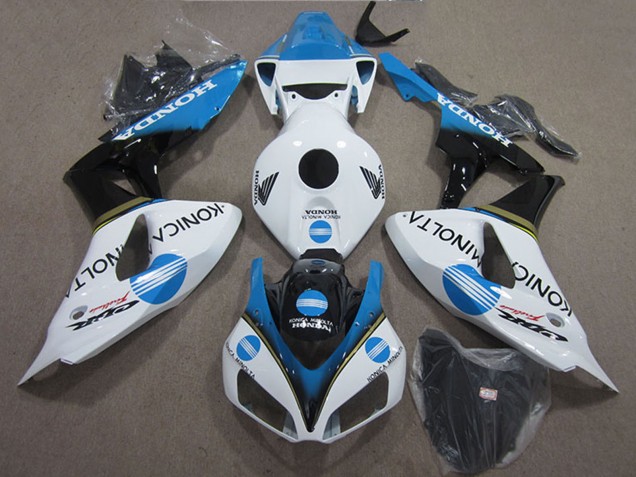 Weiß Hellblau Glänzendes Schwarz Konica Minolta 2006-2007 Honda CBR1000RR Motorrad Verkleidung