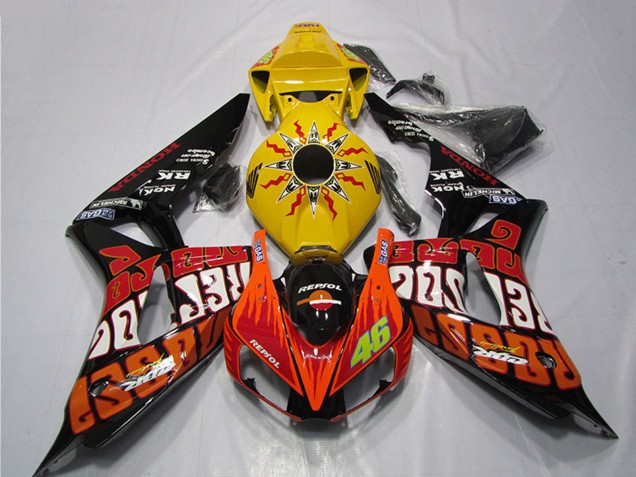 Gelb Orange Glänzendes Schwarz Rossi Repsol 46 2006-2007 Honda CBR1000RR Motorrad Verkleidung