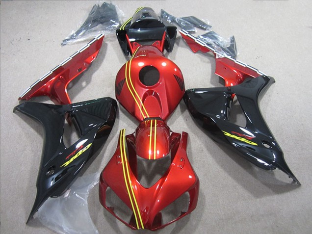 Rot Gelb Glänzendes Schwarz 2006-2007 Honda CBR1000RR Motorrad Verkleidung