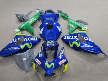Blau Grün Gelb MoviStar Castrol 2006-2007 Honda CBR1000RR Motorrad Verkleidung