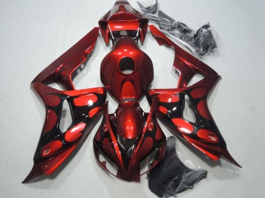 Rot Glänzendes Schwarz Flamme 2006-2007 Honda CBR1000RR Motorrad Verkleidung