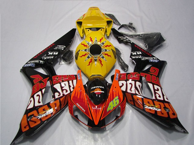 Gelb Orange Glänzendes Schwarz Repsol Rossi 46 2004-2005 Honda CBR1000RR Motorrad Verkleidung