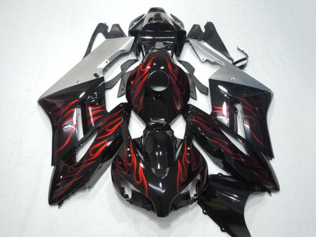 Silber Glänzendes Schwarz Rot Flamme 2004-2005 Honda CBR1000RR Motorrad Verkleidung