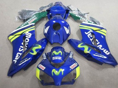 Blau Grün Gelb MoviStar Castrol 2004-2005 Honda CBR1000RR Motorrad Verkleidung