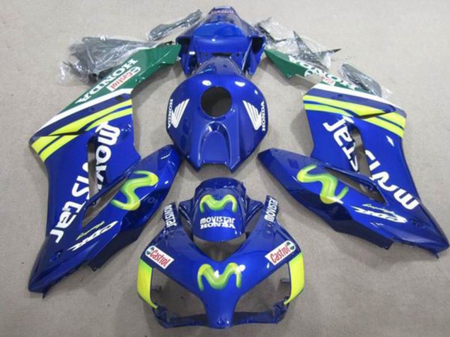 Blau Grün Gelb MoviStar Castrol 2004-2005 Honda CBR1000RR Motorrad Verkleidung