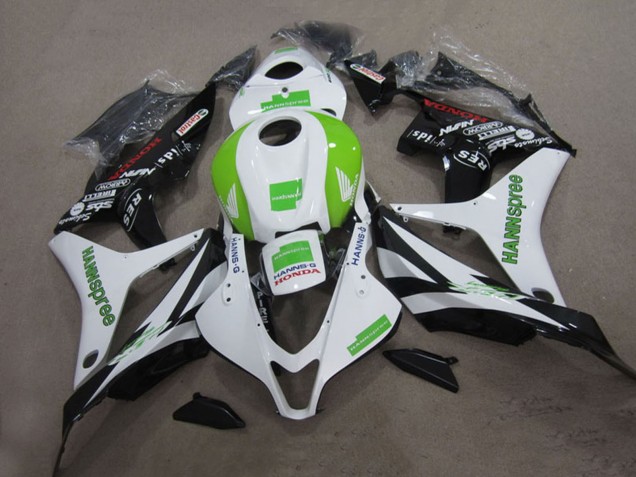 Weiß Grün Glänzendes Schwarz Hannspree 2004-2005 Honda CBR1000RR Motorrad Verkleidung