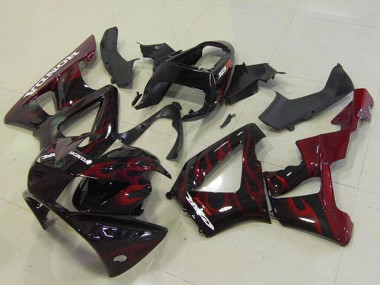 Glänzendes Schwarz Rot Flamme 2000-2001 Honda CBR900RR 929 Motorrad Verkleidung
