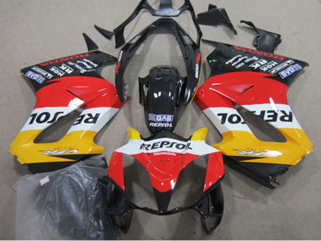 Gelb Weiß Rot Glänzendes Schwarz Repsol 2002-2013 Honda VFR 800 Motorrad Verkleidung
