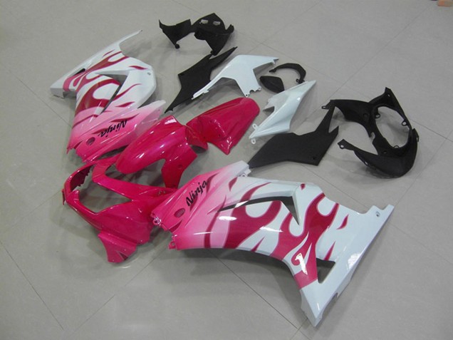 Weiß Rosa Flamme 2008-2012 Kawasaki ZX250R Motorrad Verkleidung
