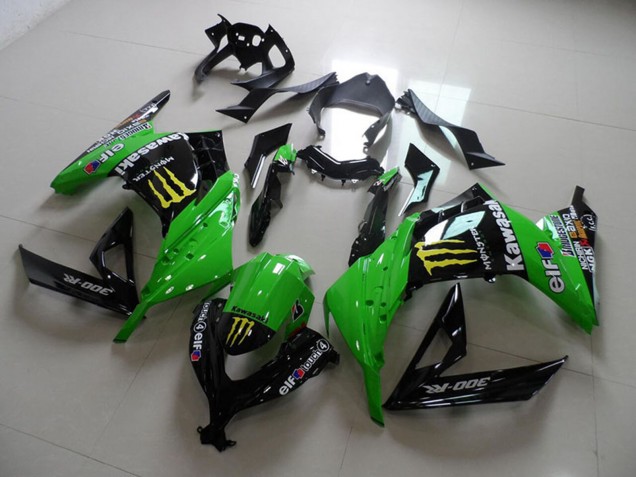 Grün Glänzendes Schwarz Gelb Elf Touch4 Monster 2013-2018 Kawasaki ZX300R Motorrad Verkleidung