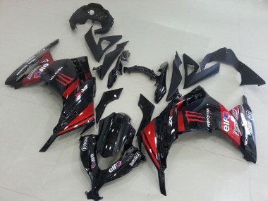Glänzendes Schwarz Rot Elf Touch4 Monster 2013-2018 Kawasaki ZX300R Motorrad Verkleidung
