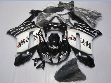 Schwarz West Mobil 2007-2008 Kawasaki ZX6R Motorrad Verkleidung