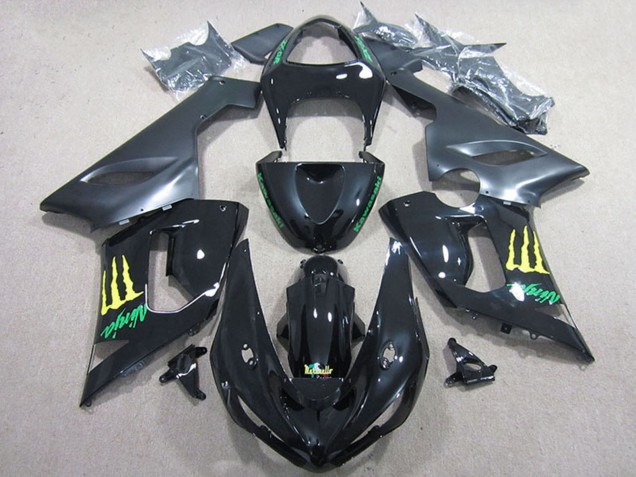 Glänzendes Schwarz Gelb Monster 2005-2006 Kawasaki ZX6R Motorrad Verkleidung