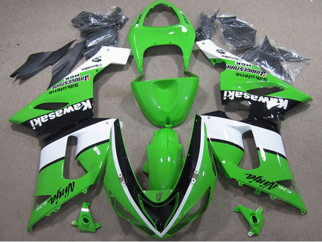 Grün Weiß Schwarz 2005-2006 Kawasaki ZX6R Motorrad Verkleidung