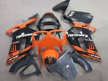 Orange Schwarz Monster 2003-2004 Kawasaki ZX6R Motorrad Verkleidung
