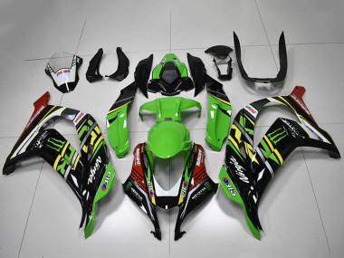 Grün Gelb Rot Weiß Schwarz Monster 2016-2020 Kawasaki ZX10R Motorrad Verkleidung