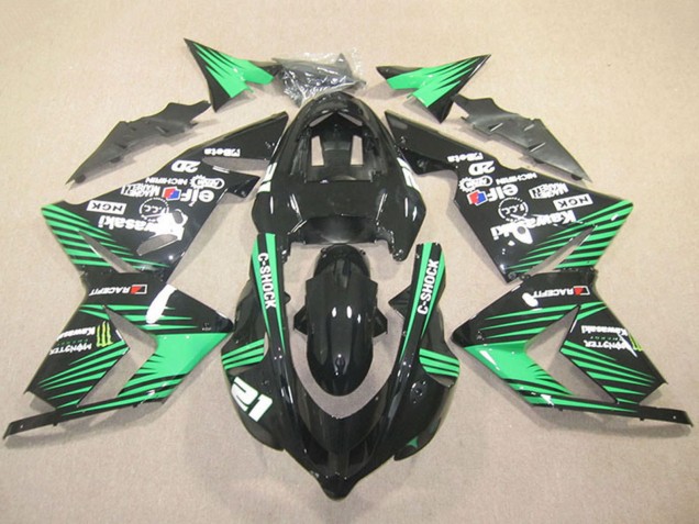 Schwarz Grün C Shock Monster 2004-2005 Kawasaki ZX10R Motorrad Verkleidung