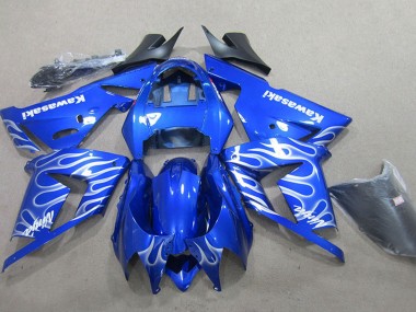 Blau Weiß Flamme 2004-2005 Kawasaki ZX10R Motorrad Verkleidung