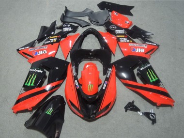 Rot Glänzendes Schwarz Grün Elf Touch4 Monster 2006-2007 Kawasaki ZX10R Motorrad Verkleidung