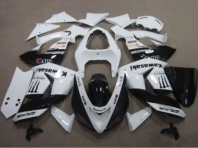 Weiß Glänzendes Schwarz Elf Touch4 Monster Energy 2006-2007 Kawasaki ZX10R Motorrad Verkleidung